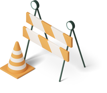 3d casual life traffic cone and road barrier