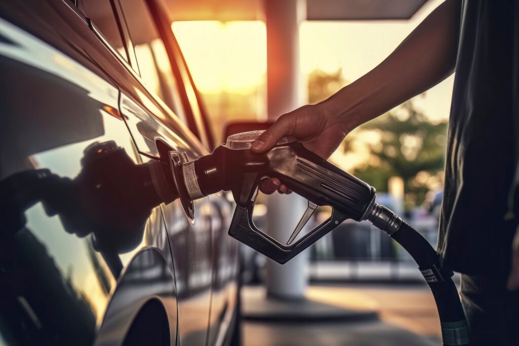 Unrecognizable Man Refilling Vehicle Tank